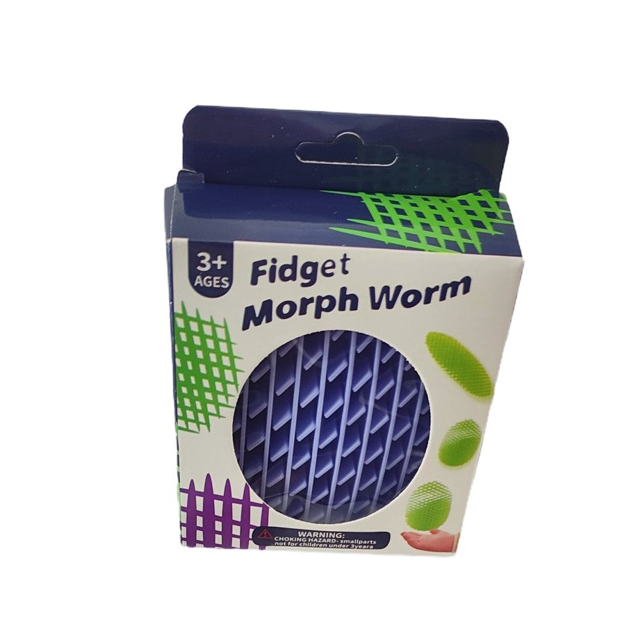 Jucarie Worm Fidget de Decompresie, Flippy, Anti Stres, Dimensiune Compacta 10 cm, Dimensiune Extinsa 24.5 cm, Mov-2