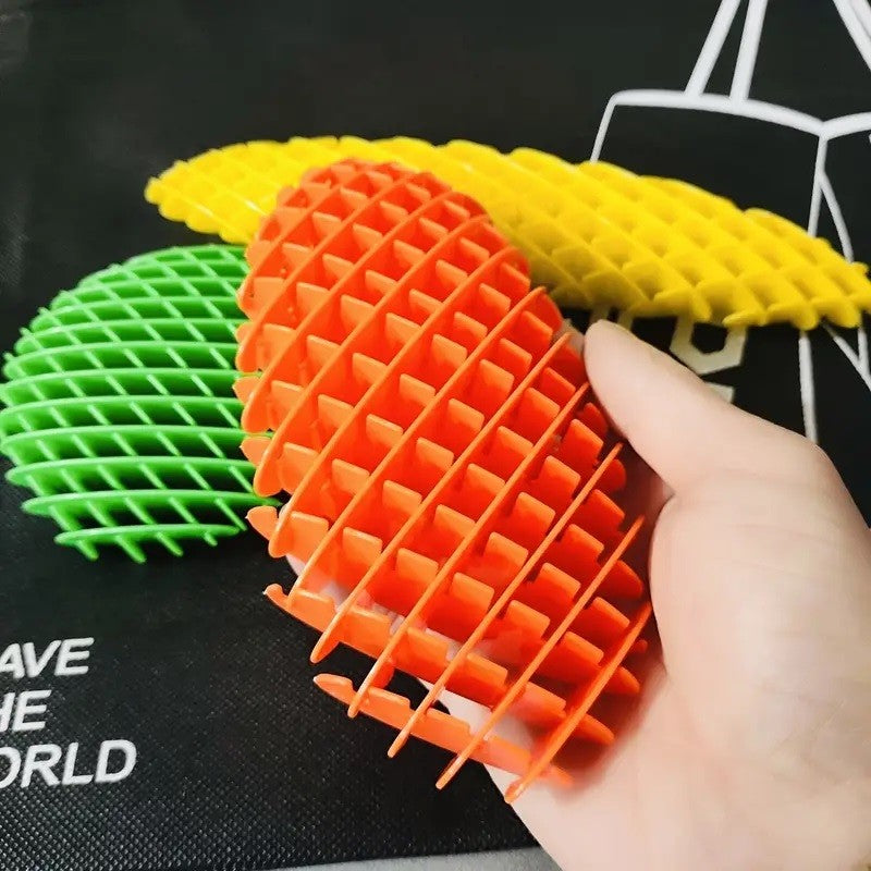 Jucarie Worm Fidget de Decompresie, Flippy, Anti Stres, Dimensiune Compacta 10 cm, Dimensiune Extinsa 24.5 cm, Portocaliu-5