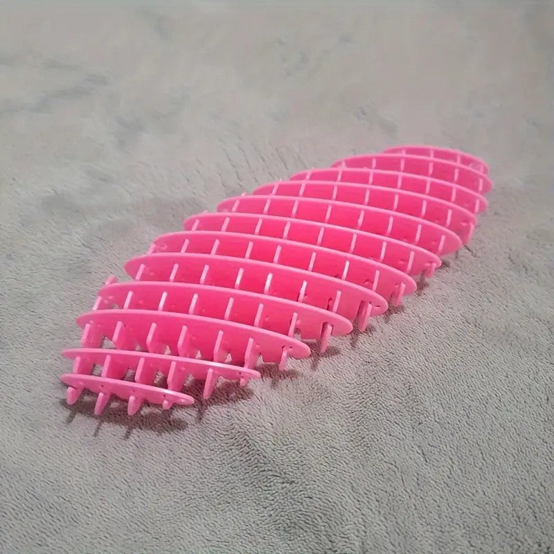 Jucarie Worm Fidget de Decompresie, Flippy, Anti Stres, Dimensiune Compacta 10 cm, Dimensiune Extinsa 24.5 cm, Roz-1