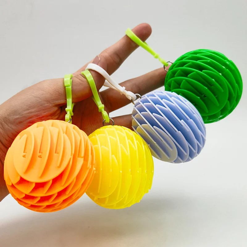 Jucarie Worm Fidget de Decompresie, Flippy, Anti Stres, Dimensiune Compacta 6 cm, Dimensiune Extinsa 15.5 cm, Galben-2