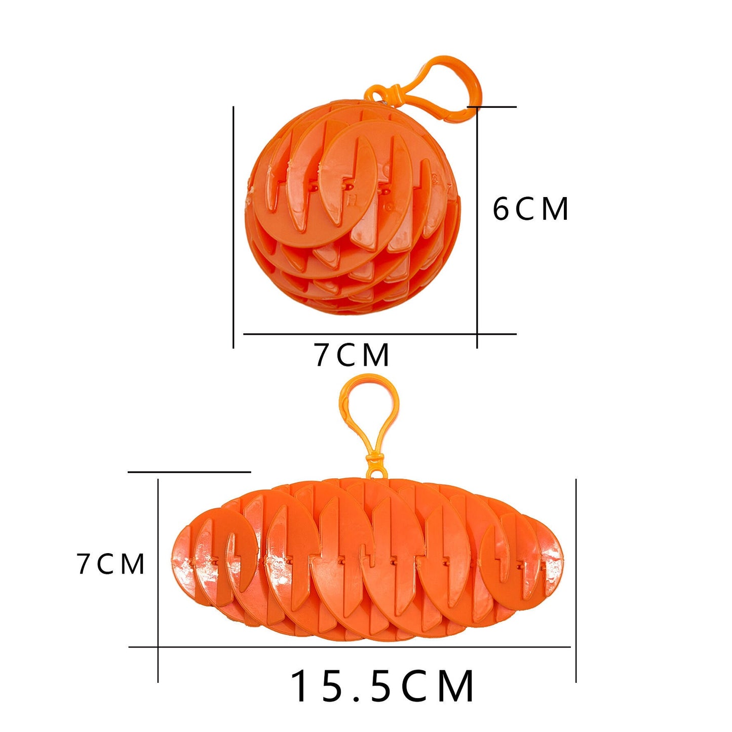 Jucarie Worm Fidget de Decompresie, Flippy, Anti Stres, Dimensiune Compacta 6 cm, Dimensiune Extinsa 15.5 cm, Portocaliu-3