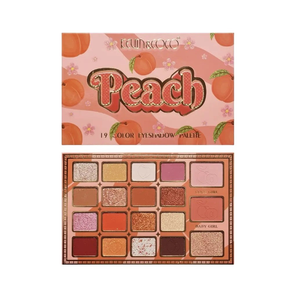 Palete de Machiaj, KEVIN & COCO, Peach, Fard de Pleoape, 19 culori, 19x13x1.5 cm-0