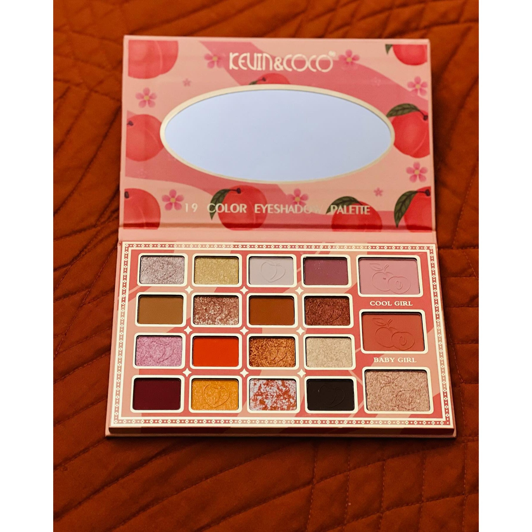 Palete de Machiaj, KEVIN & COCO, Peach, Fard de Pleoape, 19 culori, 19x13x1.5 cm-2