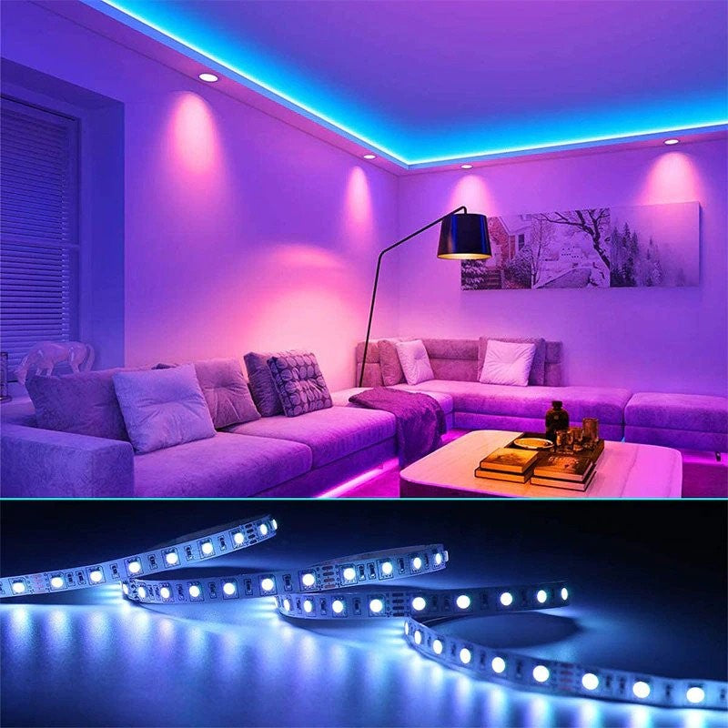 Kit Banda Led RGB SMD 5050 cu Transformator inclus Flippy - Lungime 5 M, 270 LED-uri, Telecomanda 44 taste, pentru TV, PC, Auto, IP65, Lumina Ambientala-12