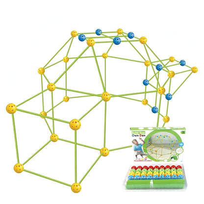 Kit de Constructie Fort 3D pentru Copii, Flippy, 560 g, 36 Sfere, 51 Tije, Panza Verde Impermeabil, 3 ani, Educativ, Multicolor-0