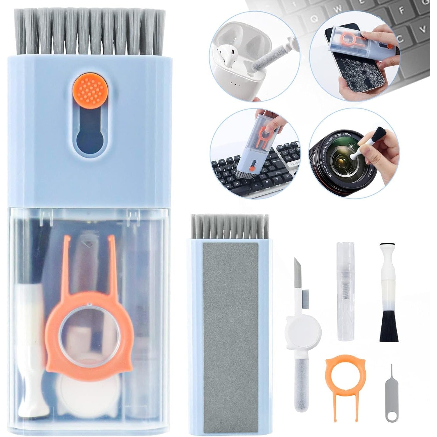 Kit Multifunctional de Curatare Produse Electronice 10in1, Flippy, pentru Laptop, Tastatura, Telefon, Casti, Albastru-3