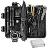 Kit supravietuire 19 in 1 Flippy, Cutit/Busola/Lanterna/Fluier/Chingi/Paracord, pentru Caping, Drumetii, Aventuri, Insturmente profesionale, Negru-0