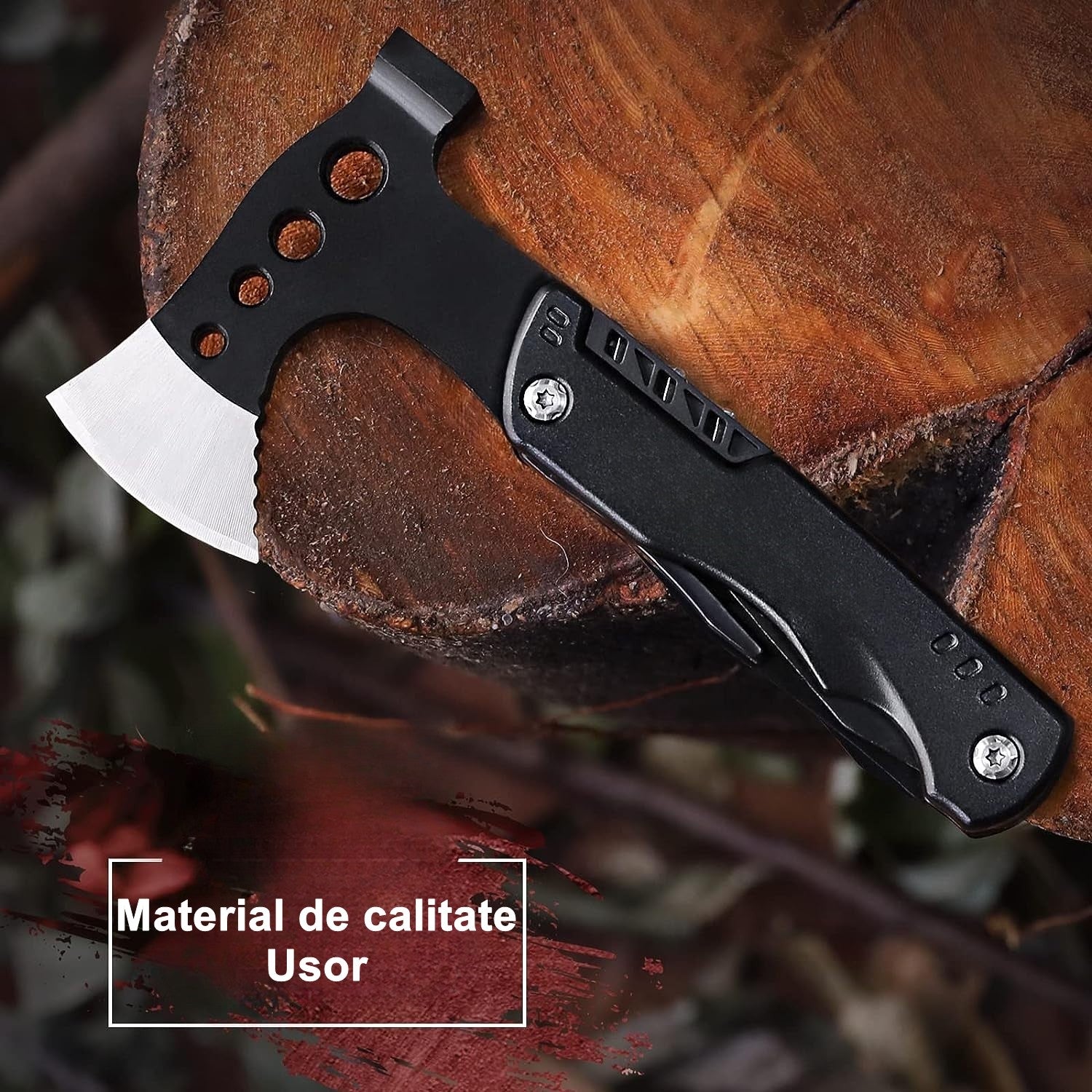 Kit supravietuire multifunctional 16 in 1 Flippy, Instrumente profesionale, Agatatoare ghiozdan, pentru Camping, Drumetii, Aventuri in aer liber, borseta inclusa, negru-5