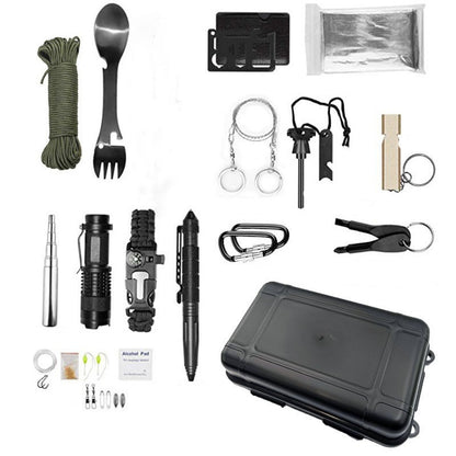 Kit supravietuire multifunctional Flippy, Instrumente profesionale, Agatatoare ghiozdan, pentru Camping, Drumetii, Aventuri in aer liber, negru-0