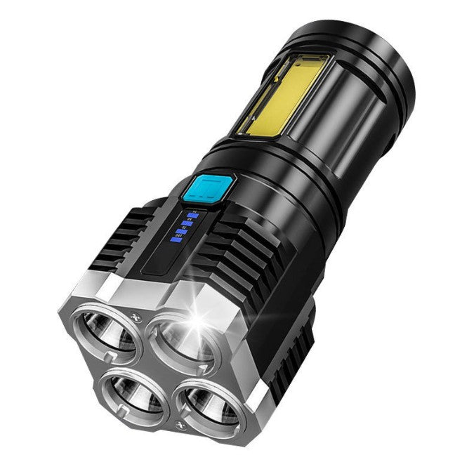 Lanterna LED Tactica 2 in 1, Flippy, 4 Moduri de Iluminare, Tip Proiector COB, Rezistenta la Apa, Reincarcabila, USB, Lanterna de Drumetii, 13.6 x 5 cm, Negru-0