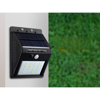 Lampa cu incarcare solara si senzor de miscare pentru exterior, 20 LED cu distanta de inductie, montaj pe perete, fara cabluri, Flippy-3