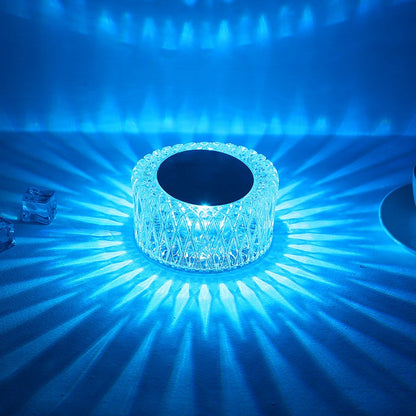 Lampa de birou pe LED RGB 16, Flippy, dimmer tactil, 3 nivele de intensitate, incarcare USB, 3W, Cristal Acrilic, 6x12 cm, cu telecomanda, ciub de pasare, transparent-1