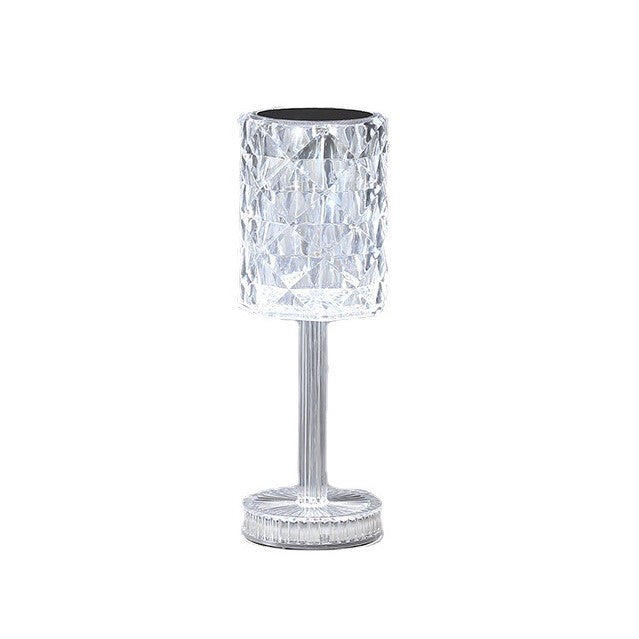 Lampa de birou pe LED RGB 16, Flippy, dimmer tactil, 3 nivele de intensitate, incarcare USB, 3W, Cristal Acrilic, 13x28 cm, cu telecomanda, forma veioza, transparent-0