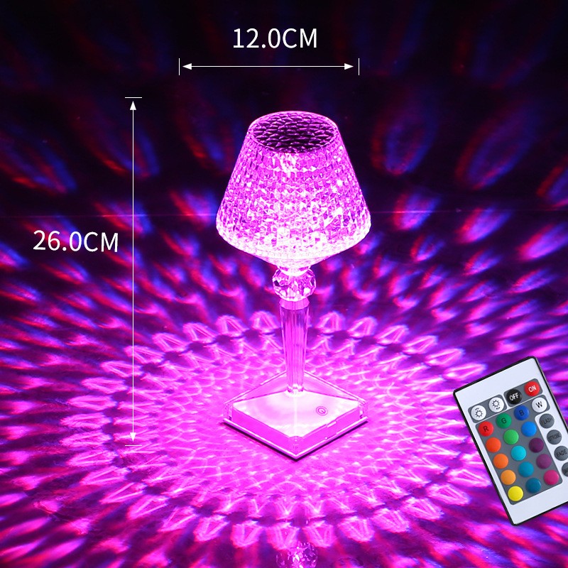Lampa de birou pe LED RGB 16, Flippy, dimmer tactil, 3 nivele de intensitate, incarcare USB, 3W, Cristal Acrilic, cu telecomanda, forma pahar, transparent-2
