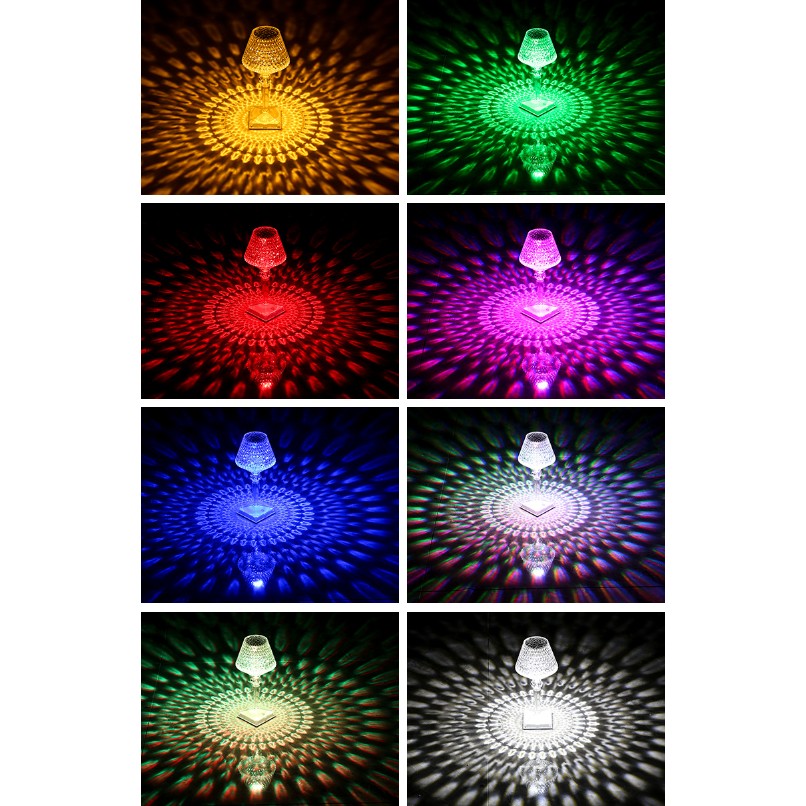 Lampa de birou pe LED RGB 16, Flippy, dimmer tactil, 3 nivele de intensitate, incarcare USB, 3W, Cristal Acrilic, cu telecomanda, forma pahar, transparent-4