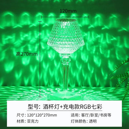 Lampa de birou pe LED RGB 16, Flippy, dimmer tactil, 3 nivele de intensitate, incarcare USB, 3W, Cristal Acrilic, cu telecomanda, forma pahar, transparent-8