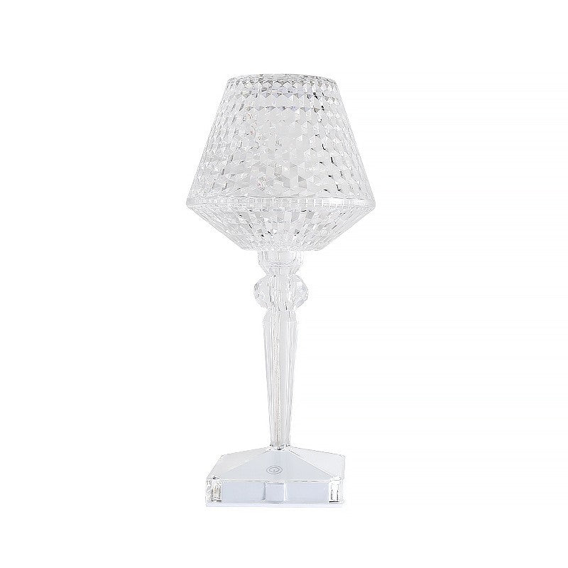 Lampa de birou pe LED RGB 16, Flippy, dimmer tactil, 3 nivele de intensitate, incarcare USB, 3W, Cristal Acrilic, cu telecomanda, forma pahar, transparent-0