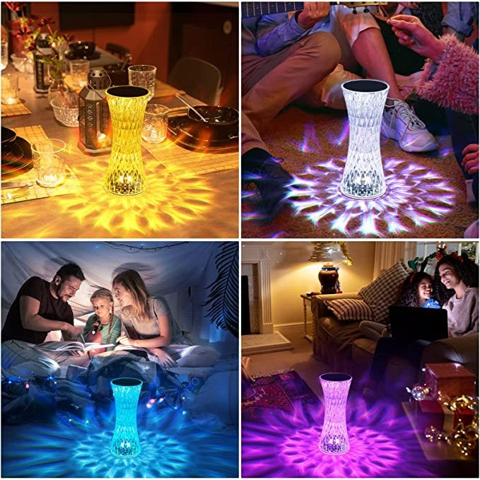 Lampa de birou pe LED RGB 16, Flippy, dimmer tactil, 3 nivele de intensitate, incarcare USB, 3W, Cristal Acrilic, 8x19 cm, cu telecomanda, forma vaza, model 2, transparent-5