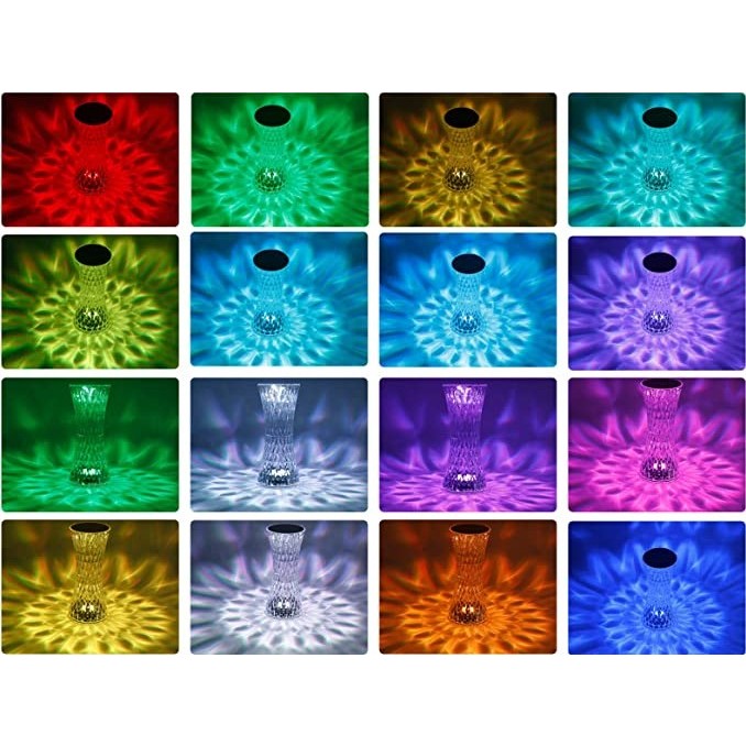 Lampa de birou pe LED RGB 16, Flippy, dimmer tactil, 3 nivele de intensitate, incarcare USB, 3W, Cristal Acrilic, 8x19 cm, cu telecomanda, forma vaza, model 2, transparent-6