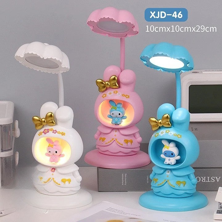Lampa de Veghe, Flippy, cu Ascutitoare de Creioane, 2 Functii de Lumina, de Birou si de Veghe, Model Iepuras, Incarcare USB 10 x 29 cm, Multicolor-2