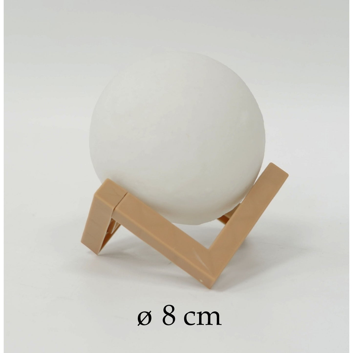 Lampa de veghe in forma de luna 3D Moon Light, alb cald alimentare baterii, fara acumulator, stand din plastic inclus, 8 cm, Flippy-5