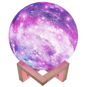 Lampa de veghe in forma de luna cu stele 3D Moon Light, alimentare baterii, stand din lemn inclus, 10 cm, Flippy-0