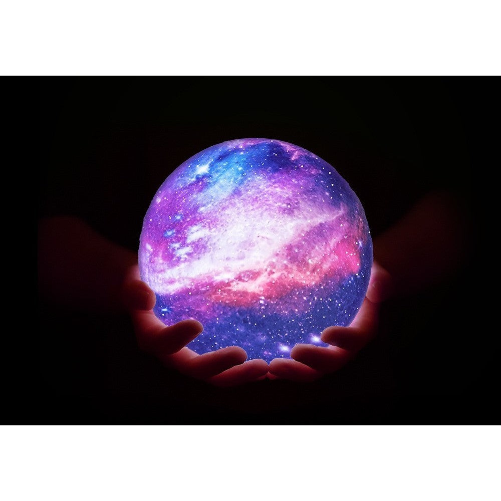 Lampa de veghe in forma de luna cu stele 3D Moon Light, alimentare baterii, stand din lemn inclus, 10 cm, Flippy-4