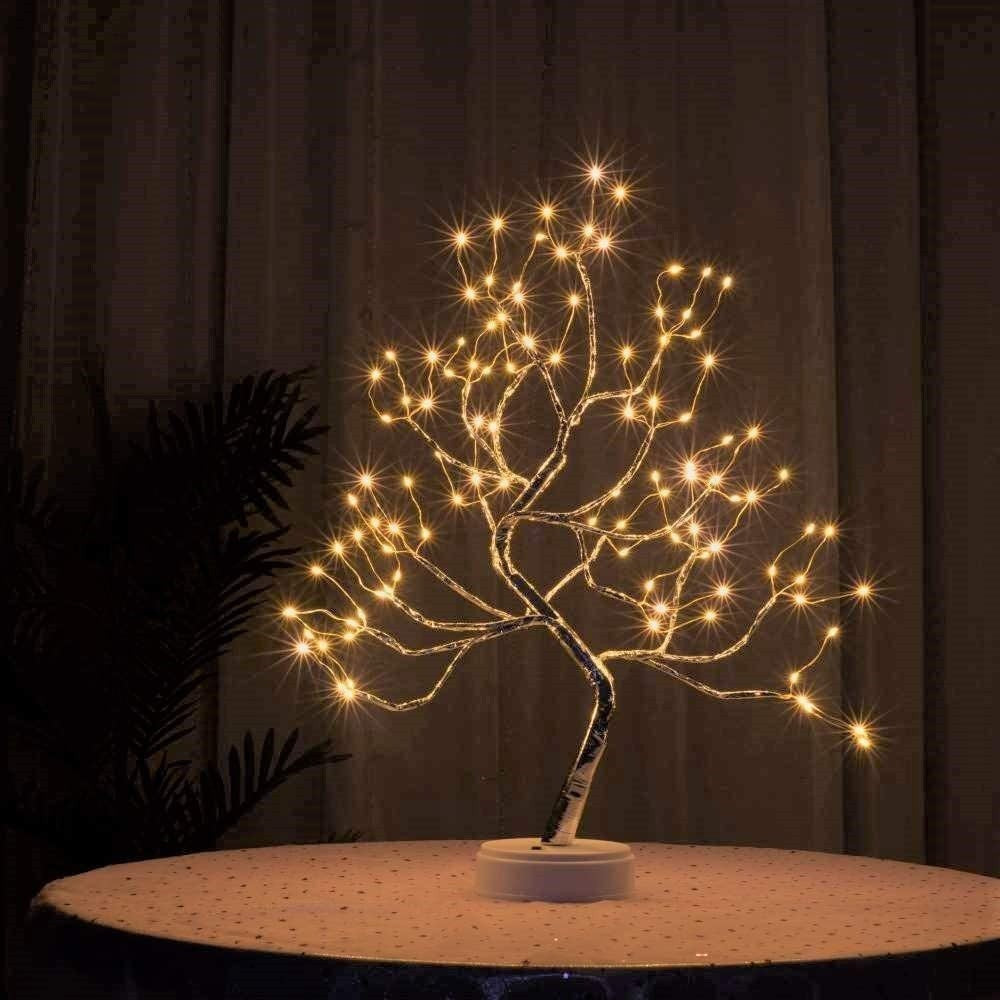 Lampa de veghe LED cu baterii si USB, Flippy, Model Copac din cupru, Alb cald-4