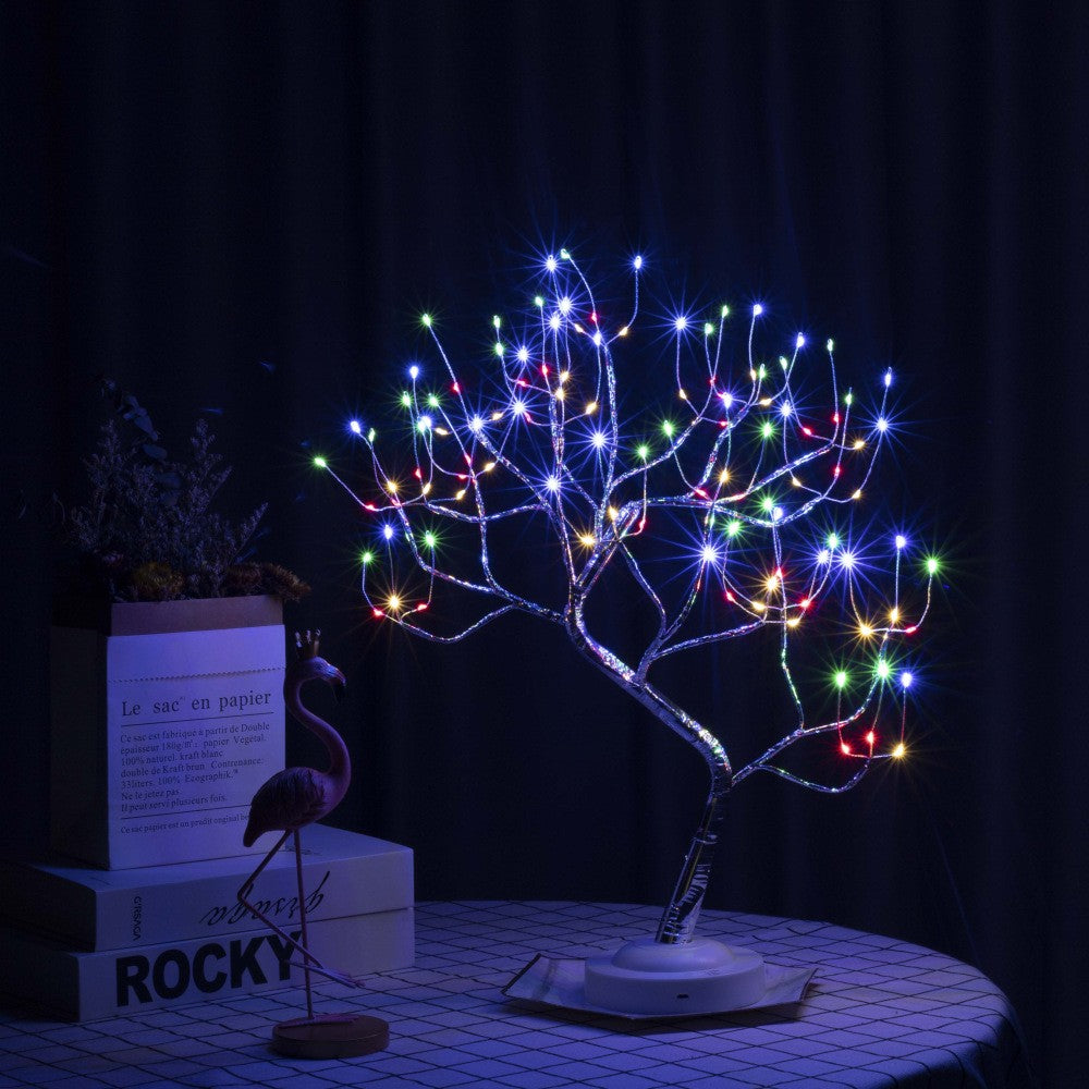 Lampa de veghe LED cu baterii si USB, Flippy, Model Copac din cupru, Multicolor-1