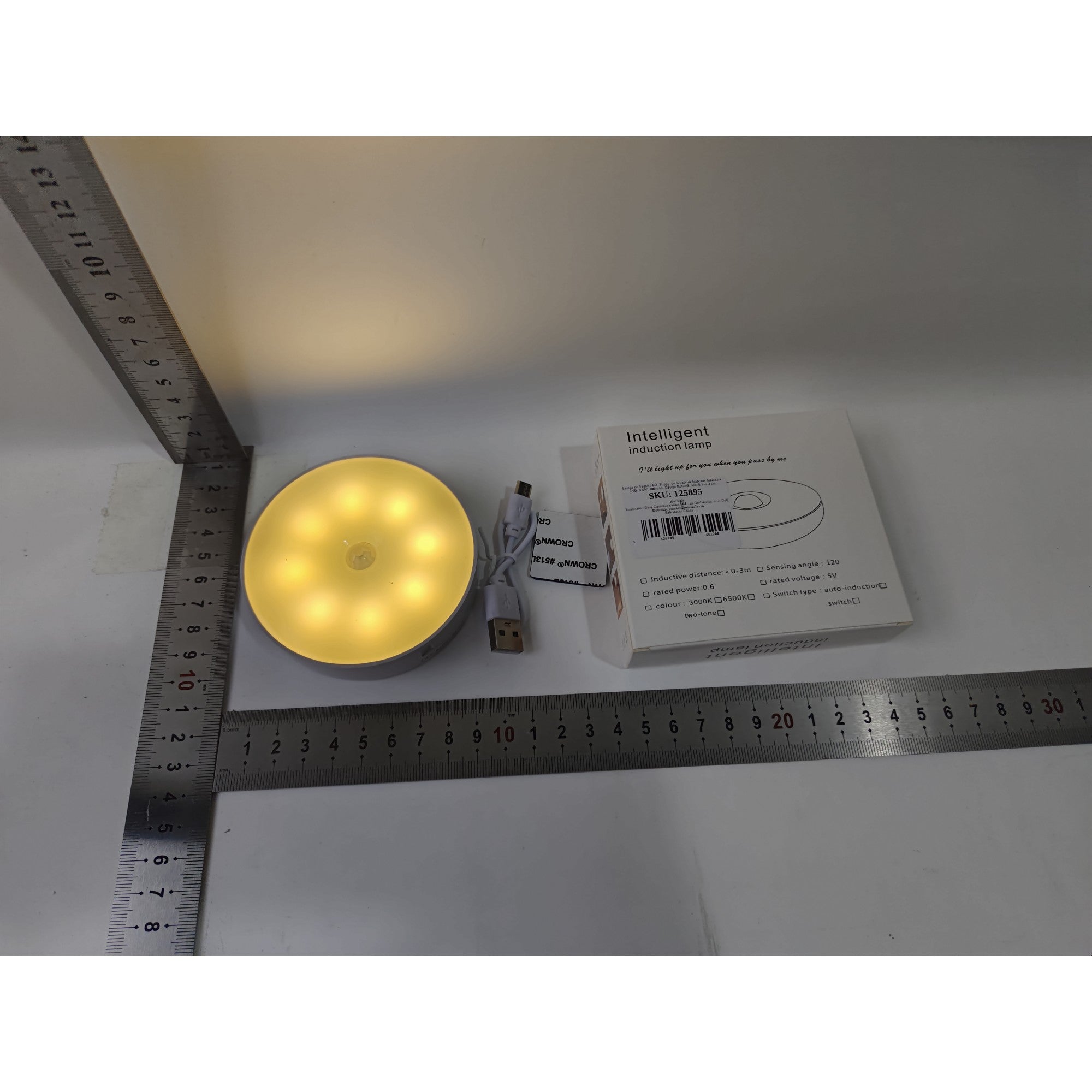 Lampa de Veghe LED, Flippy, cu Senzor de Miscare, Incarcare USB, 0.6W, 300mAh, Design Rotund, Alb, 8.5x2.3 cm-5
