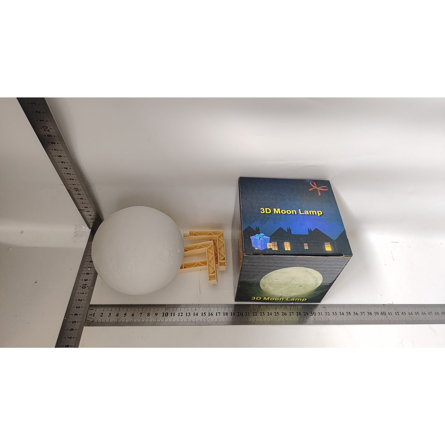 Lampa de veghe luna 3D Moon Light, lumina LED alb cald, alimentare baterii, fara acumulator, stand din plastic inclus, 12 cm, Flippy-9