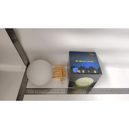 Lampa de veghe luna 3D Moon Light, lumina LED alb cald, alimentare baterii, fara acumulator, stand din plastic inclus, 12 cm, Flippy-9
