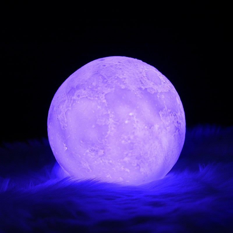 Lampa de veghe luna 3D Moon Light, lumina multicolora cu LED, 7 culori ,schimbare culoare prin atingere,, alimentare baterii, fara acumulator, stand din plastic inclus, 15 cm, Flippy-1
