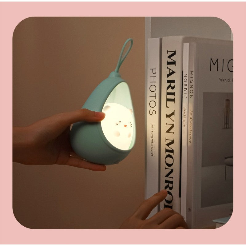 Lampa de veghe portabila cu 2 moduri de functionare Flippy, silicon non-toxic, reincarcabila USB, senzor miscare, albastru, pisicuta-2