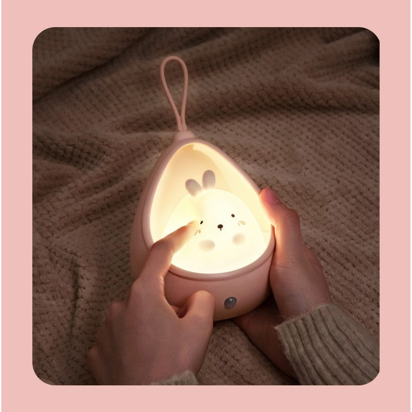 Lampa de veghe portabila cu 2 moduri de functionare Flippy, silicon non-toxic, reincarcabila USB, senzor miscare, roz, pisicuta-3