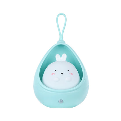 Lampa de veghe portabila cu 2 moduri de functionare Flippy, silicon non-toxic, reincarcabila USB, senzor miscare, albastru, iepuras-4