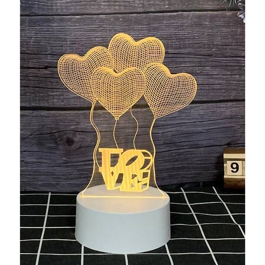 Lampa LED decorativa, Flippy, 3D, Baloane Love, din material acril si lumina multicolora, alb-1