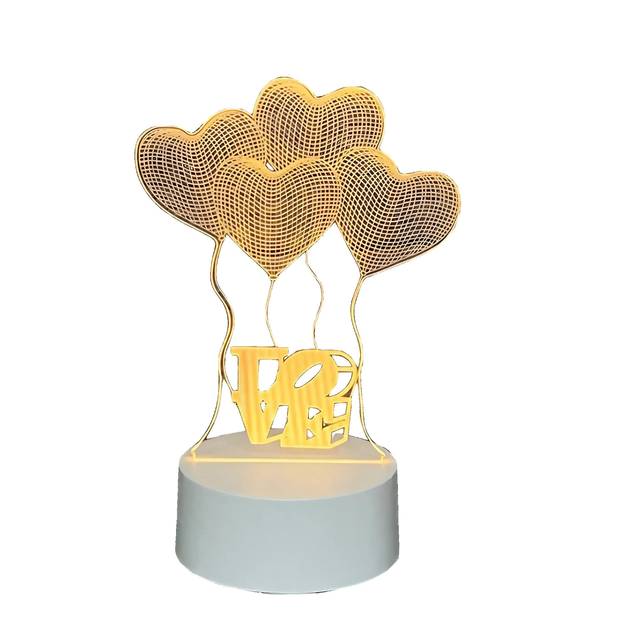 Lampa LED decorativa, Flippy, 3D, Baloane Love, din material acril si lumina multicolora, alb-0