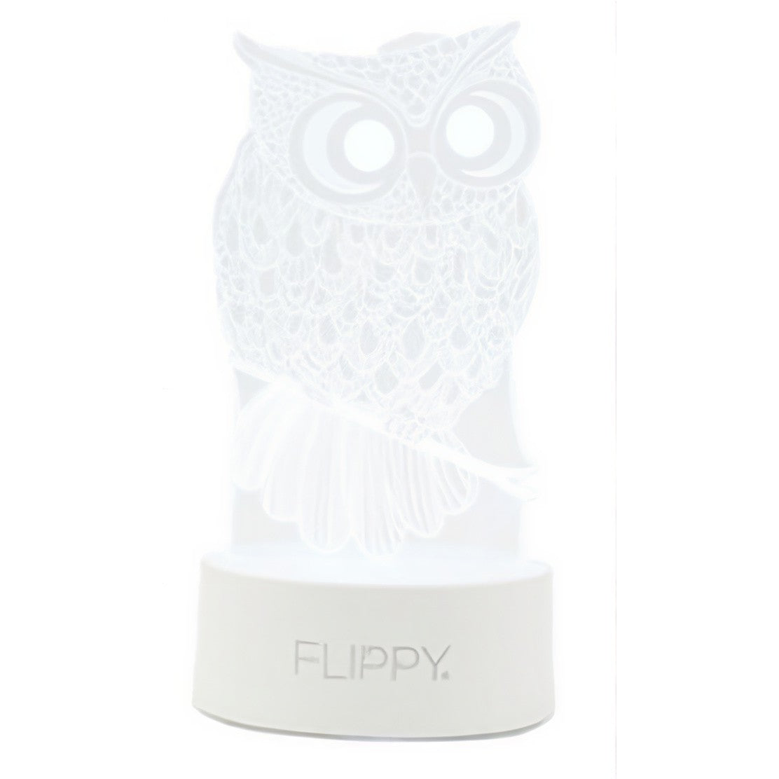 Lampa LED decorativa, Flippy, 3D, Bufnita, cu USB si baterii, 20 cm inaltime, din material acril, lumina multicolora si telecomanda inclusa, alb-9