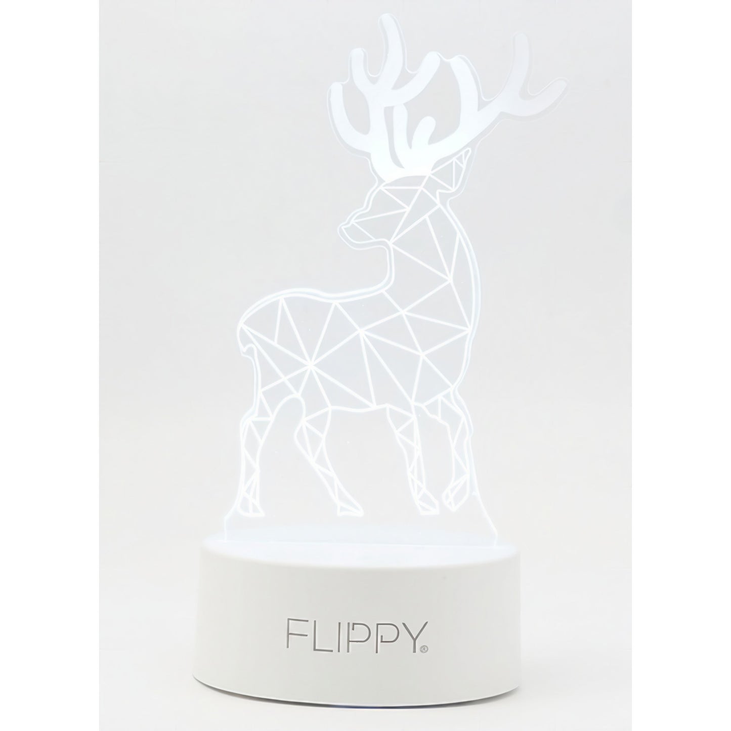 Lampa LED decorativa, Flippy, 3D, Cerb, cu telecomanda, doua moduri de alimentare USB si baterii, 20 cm inaltime, din material acril si lumina multicolora, alb-5