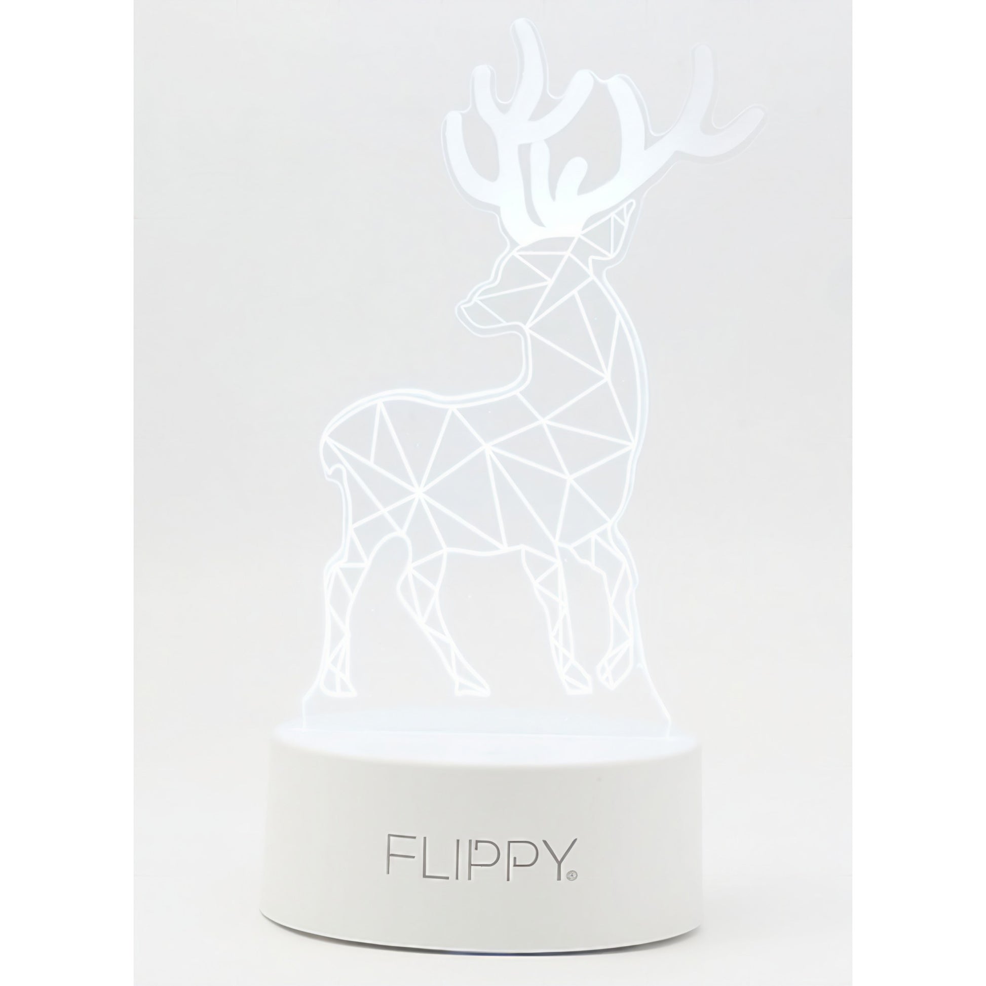 Lampa LED decorativa, Flippy, 3D, Cerb, cu telecomanda, doua moduri de alimentare USB si baterii, 20 cm inaltime, din material acril si lumina multicolora, alb-5