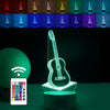 Lampa LED decorativa, Flippy, 3D, Chitara, din material acril si lumina multicolora, alb-0