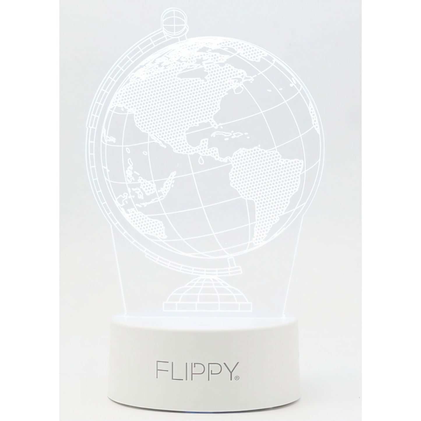 Lampa LED decorativa, Flippy, 3D, Globul Pamantesc, doua moduri de alimentare USB si baterii, 20 cm inaltime, din material acril si lumina multicolora, alb-5
