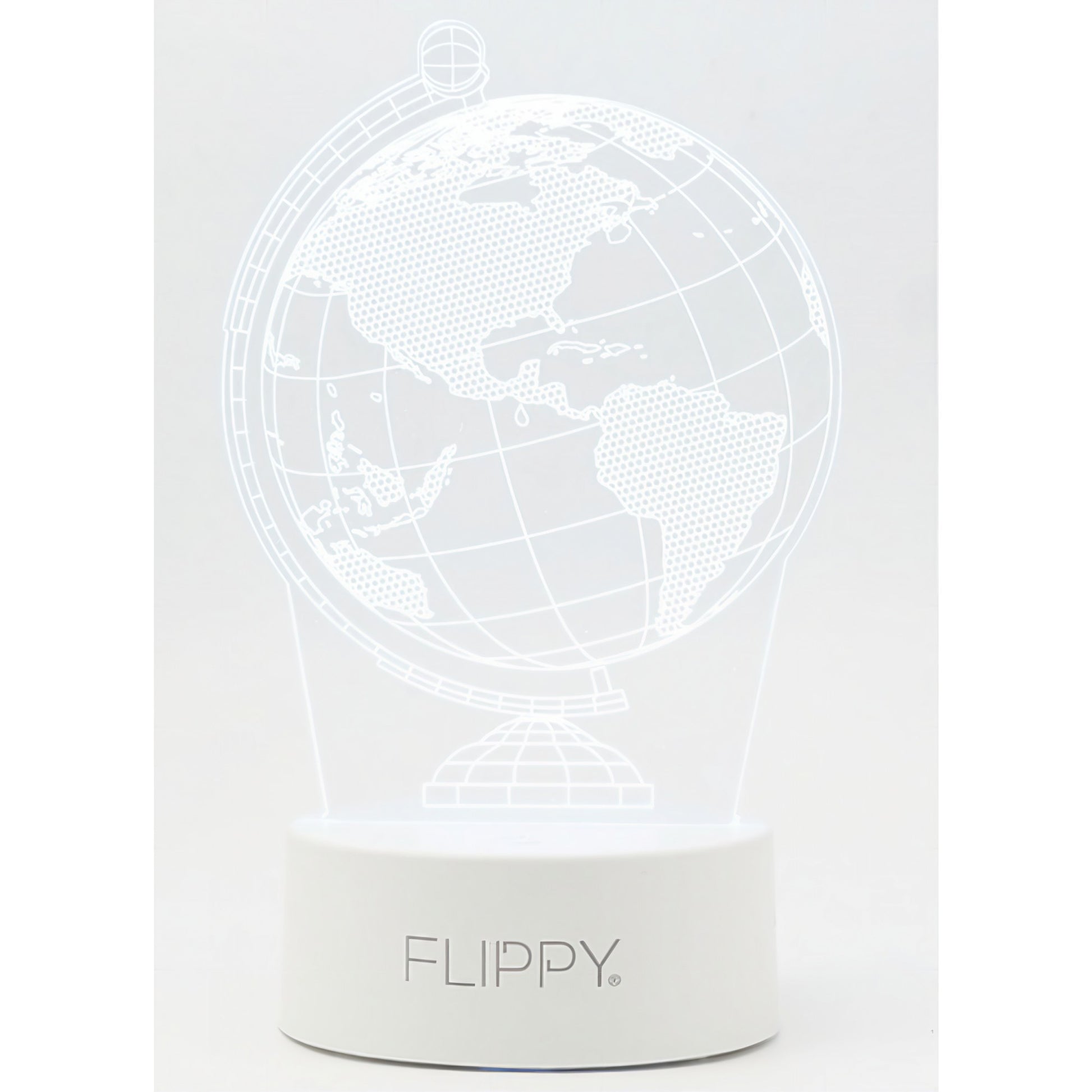 Lampa LED decorativa, Flippy, 3D, Globul Pamantesc, doua moduri de alimentare USB si baterii, 20 cm inaltime, din material acril si lumina multicolora, alb-5