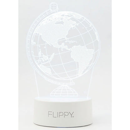 Lampa LED decorativa, Flippy, 3D, Globul Pamantesc, doua moduri de alimentare USB si baterii, 20 cm inaltime, din material acril si lumina multicolora, alb-5