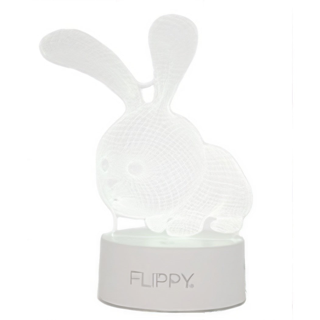 Lampa LED decorativa, Flippy, 3D, Iepure, cu USB si baterii, 20 cm inaltime, din material acril, lumina multicolora si telecomanda inclusa, alb-1