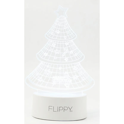 Lampa LED decorativa, Flippy, 3D, Pom de Craciun, din material acril si lumina multicolora, alb-5
