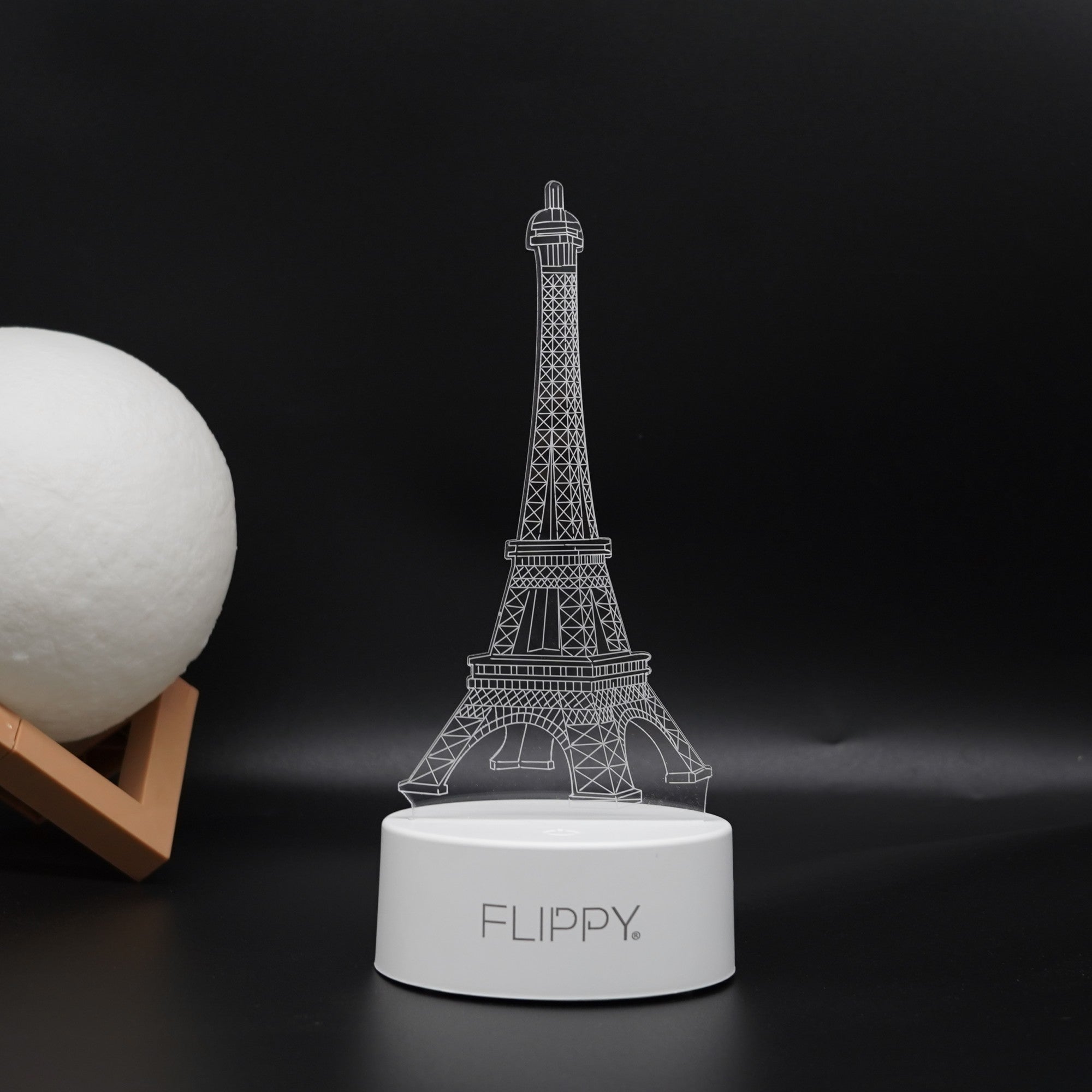 Lampa LED decorativa, Flippy, 3D, Turnul Eiffel, din material acril si lumina multicolora, alb-2
