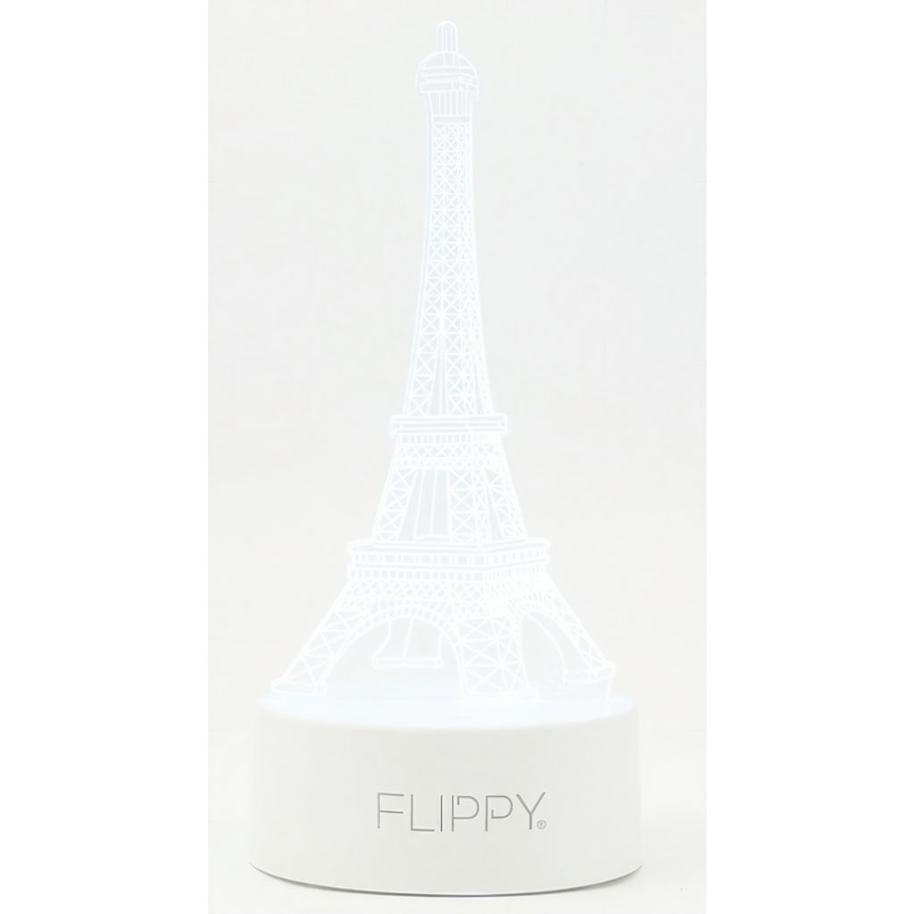 Lampa LED decorativa, Flippy, 3D, Turnul Eiffel, din material acril si lumina multicolora, alb-5