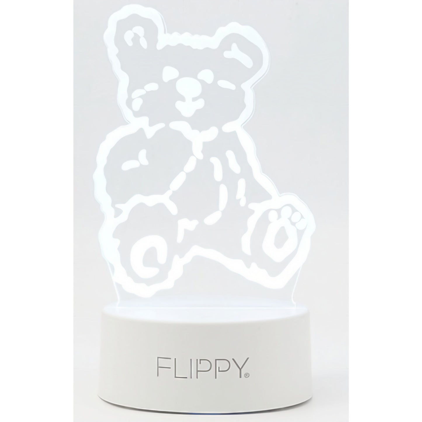 Lampa LED decorativa, Flippy, 3D, Ursulet, cu telecomanda, doua moduri de alimentare USB si baterii, 20 cm inaltime, din material acril si lumina multicolora, alb-2